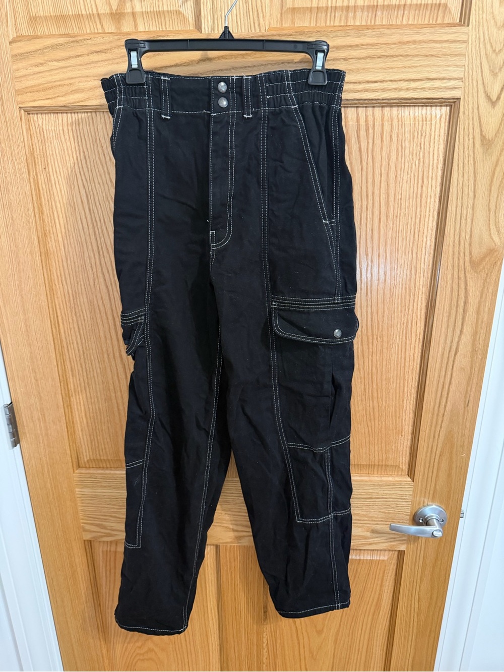 BDG Black Cargo Jeans with White Topstitching